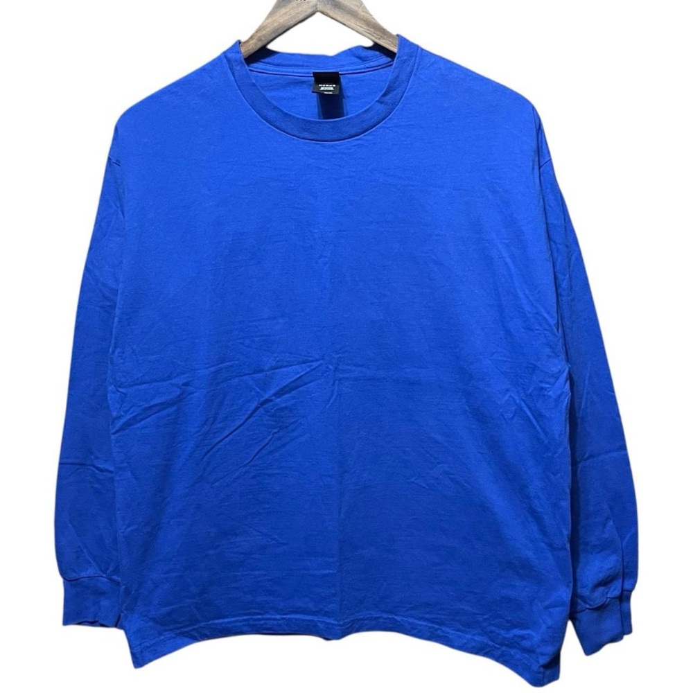 plain blank dark blue Hanes Beefy tee long sleeve casual US grown cotton Shirt